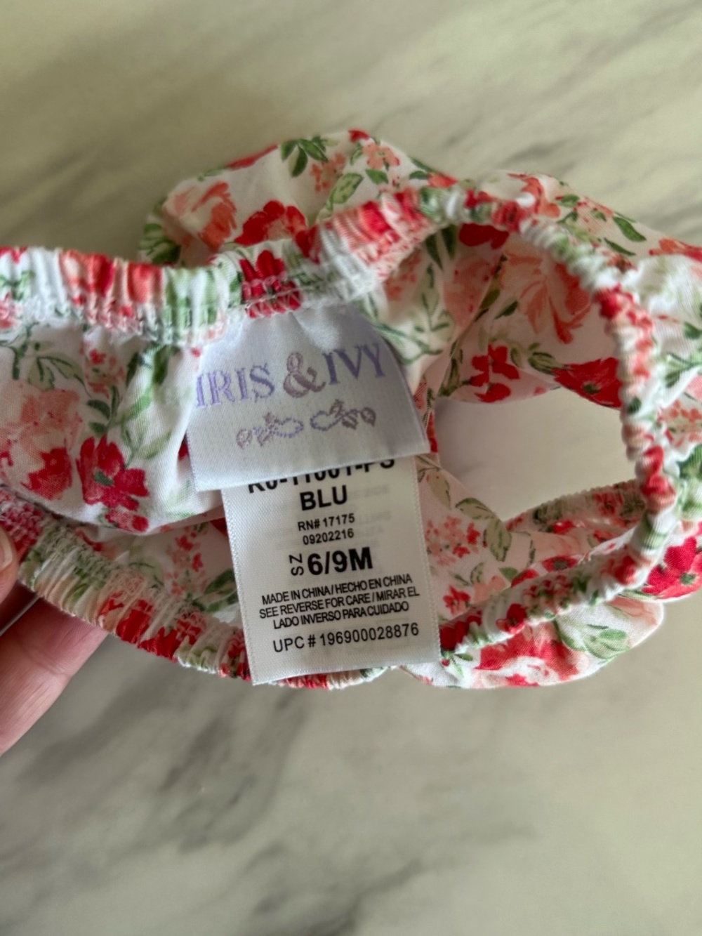 Iris & Ivy Blue Seersucker Red Floral Dress Headband & Bloomers Set 6-9M - Picture 13 of 13